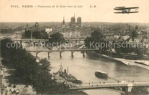 AK / Ansichtskarte Paris Fliegeraufnahme Seine vers la Cite Flugzeug Kat. Paris