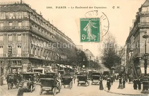 AK / Ansichtskarte Paris La Boulevard des Capucines Autos Kat. Paris