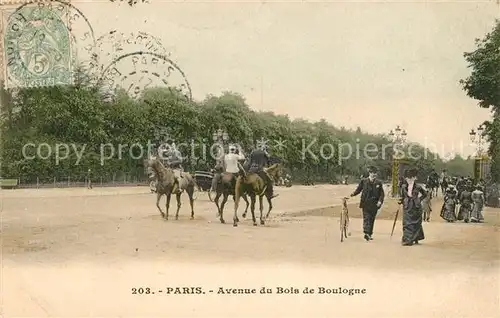 AK / Ansichtskarte Paris Avenue du Bois de Boulogne Reiter Kat. Paris