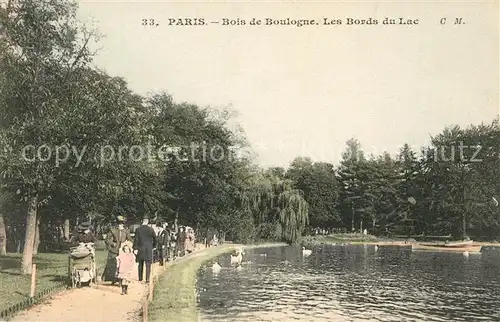 AK / Ansichtskarte Paris Bois de Boulogne Les Bords du Lac Kat. Paris