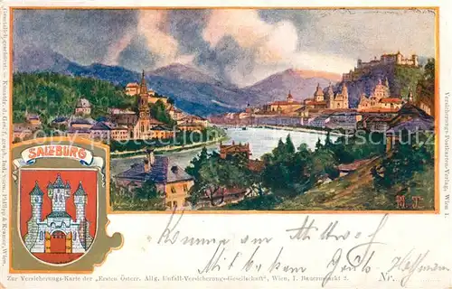 AK / Ansichtskarte Salzburg Oesterreich Panorama K&#252;nstlerkarte Kat. Salzburg