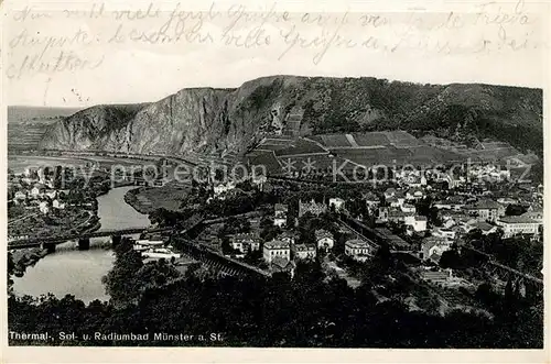 AK / Ansichtskarte Muenster Stein Ebernburg Bad Fliegeraufnahme Sol  und Radiumbad Kat. Bad Muenster am Stein Ebernburg