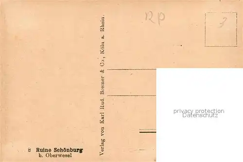 AK / Ansichtskarte Oberwesel Rhein Rheinpartie mit Burg Schoenberg Kuenstlerkarte Kat. Oberwesel am Rhein