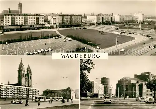 AK / Ansichtskarte Magdeburg Wilh Pieck Allee Karl Marx Str mit Dom Maxim Gorki Theater und Haus des Lehrers Kat. Magdeburg