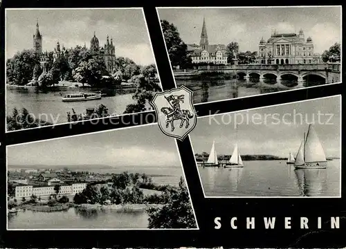 AK / Ansichtskarte Schwerin Mecklenburg Schloss Stadttheater Dom Marstallhalbinsel Schweriner See Kat. Schwerin