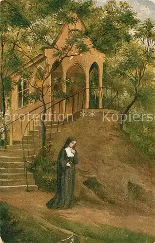 AK / Ansichtskarte Kuenstlerkarte E. Frank Die Waldkapelle Nonne  Kat. Kuenstlerkarte