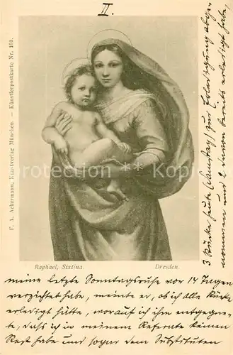 AK / Ansichtskarte Kuenstlerkarte Raphael Sixtina Madonna mit Kind  Kat. Kuenstlerkarte