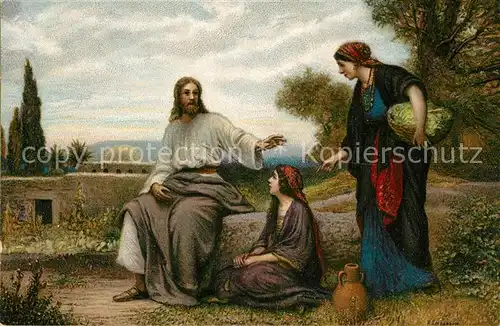 AK / Ansichtskarte Leinweber R. Jesus mit Maria und Martha Litho Kat. Kuenstlerkarte