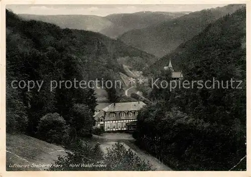 AK / Ansichtskarte Stolberg Harz Landschaftspanorama mit Hotel Waldfrieden Kat. Stolberg Harz