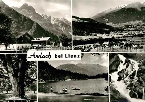 AK / Ansichtskarte Amlach Gesamtansicht mit Alpenpanorama Alter Baum Tristacher See Galitzenklamm Wasserfall Kat. Amlach Lienz