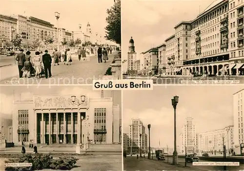 AK / Ansichtskarte Berlin Stalinallee HO Gaststaette Frankfurter Tor Deutsche Sporthalle Hochhaeuser am Strausberger Platz Kat. Berlin