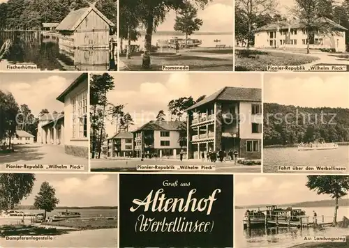 AK / Ansichtskarte Altenhof Werbellinsee Fischerhuetten Promenade Pionier Republik Wilhelm Pieck Landungssteg