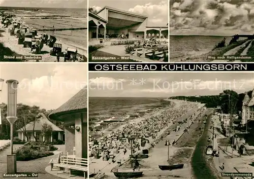 AK / Ansichtskarte Kuehlungsborn Ostseebad Strand Seebruecke Konzertgarten Pavillon Weg nach Heiligendamm Strandpromenade Kat. Kuehlungsborn
