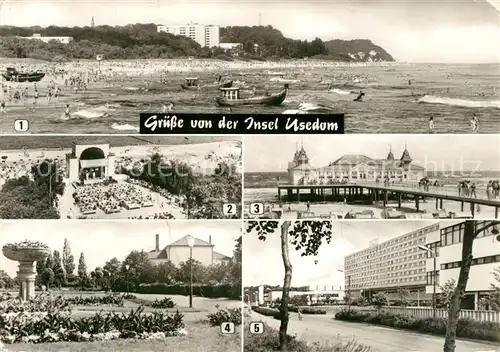 AK / Ansichtskarte Insel Usedom Strand Ahlbeck Heringsdorf Bansin Langenberg Musikpavillon Seebruecke Kurpark FDGB Feriendienst IG Wismut Zinnowitz Erholungsheim Roter Oktober