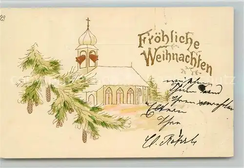 AK / Ansichtskarte Weihnachten Kirche Glocken Tannenzapfen  Kat. Greetings
