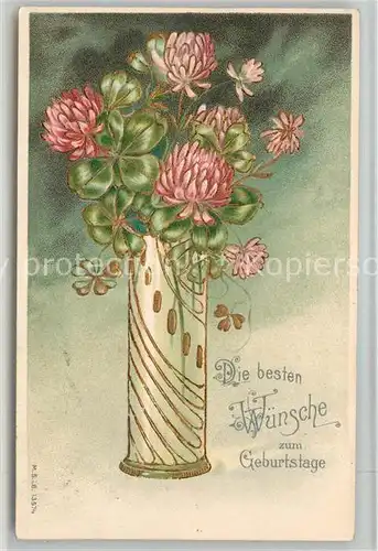 AK / Ansichtskarte Geburtstag Blumen Vase Litho  Kat. Greetings