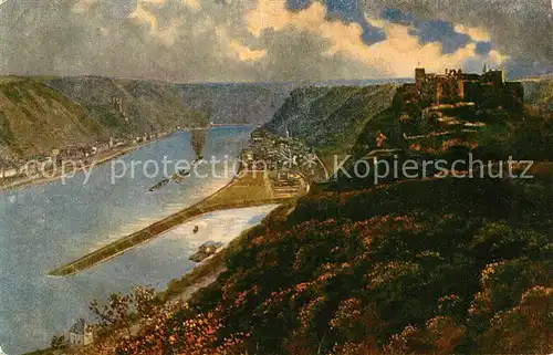 AK / Ansichtskarte St Goar Fliegeraufnahme Ruine Rheinfels Kuenstlerkarte Kat. Sankt Goar