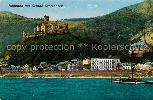 AK / Ansichtskarte Schloss Stolzenfels Kapellen Rheinpartie Kat. Koblenz