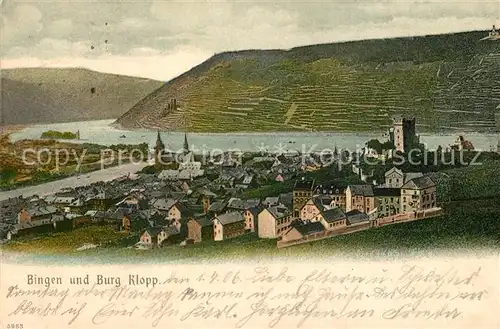 AK / Ansichtskarte Bingen Rhein Fliegeraufnahme mit Burg Klopp Kat. Bingen am Rhein