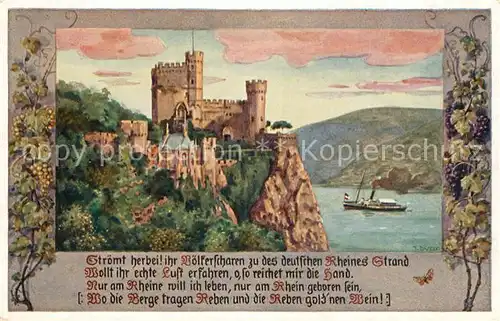 AK / Ansichtskarte Rheintal Rhein Burg Kuenstlerkarte Kat. Urmitz
