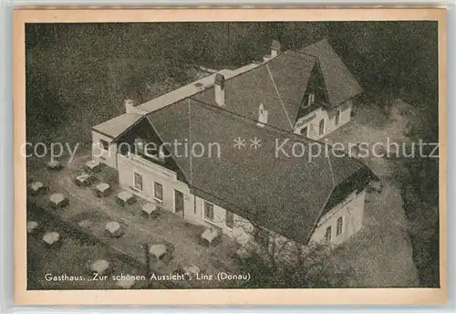 AK / Ansichtskarte Linz Donau Fliegeraufnahme Gasthaus Zur sch&#246;nen Aussicht Kat. Linz