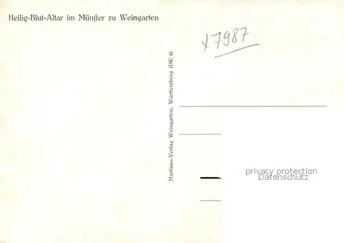 AK / Ansichtskarte Weingarten Wuerttemberg Heilig Blut Altar im Muenster