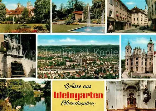 AK / Ansichtskarte Weingarten Wuerttemberg Basilika Fliegeraufnahme Park