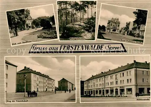 AK / Ansichtskarte Fuerstenwalde Spree Blick vom Stadthaus Markgrafenstein Ernst Thaelmann Strasse Muehlenstrasse Ring der Freundschaft Kat. Fuerstenwalde