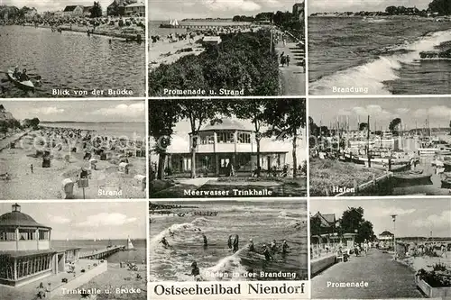 AK / Ansichtskarte Niendorf Ostseebad Strand Promenade Brandung Meerwasser Trinkhalle Hafen Bruecke Kat. Timmendorfer Strand