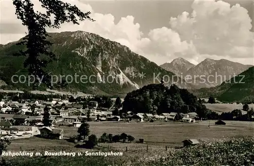 AK / Ansichtskarte Ruhpolding Landschaftspanorama mit Rauschberg und Sonntagshorn Chiemgauer Alpen Kat. Ruhpolding