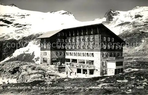 AK / Ansichtskarte Rudolfshuette mit Granatspitze Sonnblick und Hochfilleck Nationalpark Hohe Tauern Kat. Uttendorf