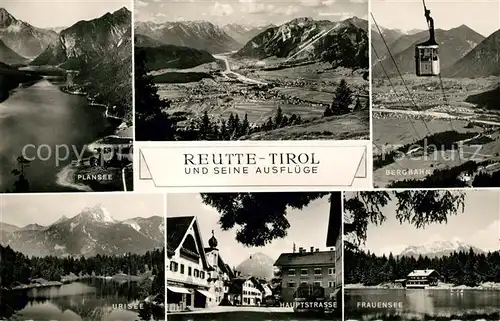 AK / Ansichtskarte Reutte Tirol Hauptstrasse Plansee Alpenpanorama Fliegeraufnahme Bergbahn Urisee Frauensee Kat. Reutte
