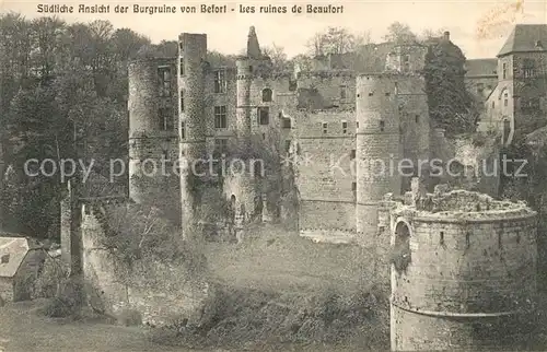 AK / Ansichtskarte Beaufort Befort Luxembourg Suedliche Ansicht der Burgruine Kat. Echternach