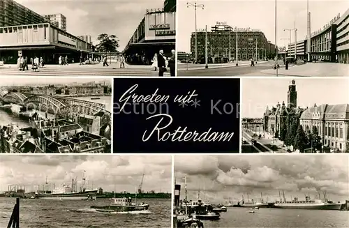 AK / Ansichtskarte Rotterdam Innenstadt Bruecke Hafen Hochseeschiffe Kat. Rotterdam