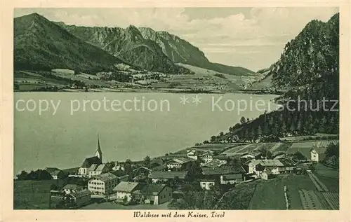 AK / Ansichtskarte Walchsee Tirol mit dem Kaiser Kaisergebirge Fliegeraufnahme Kat. Walchsee