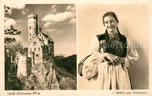 AK / Ansichtskarte Lichtenstein Wuerttemberg Schloss s Baerbele vom Lichtenstein Trachten Kat. Lichtenstein