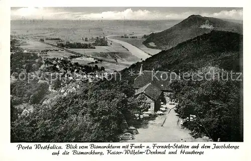 AK / Ansichtskarte Porta Westfalica Panorama Blick vom Bismarckturm Jacobsberg Bismarckburg Kaiser Wilhelm Denkmal Hausberge Kat. Porta Westfalica