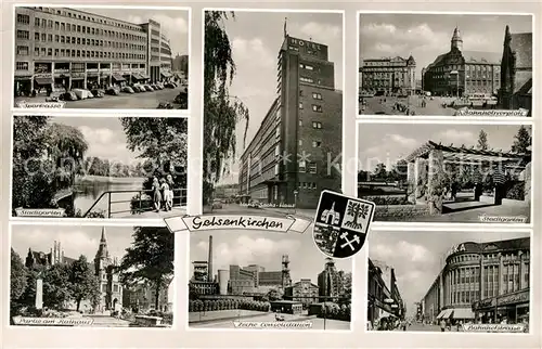 AK / Ansichtskarte Gelsenkirchen Sparkasse Stadtgarten Rathaus Hans Sachs Haus Zeche Bahnhofsvorplatz Bahnhofstrasse Kat. Gelsenkirchen