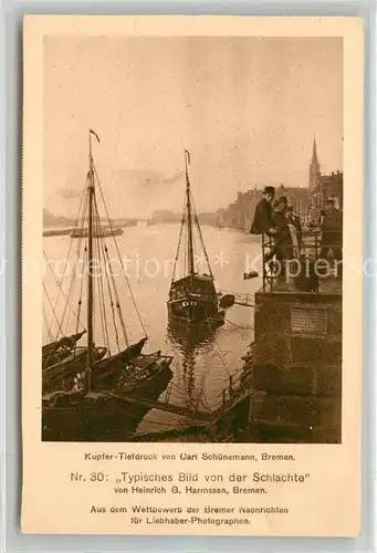 AK / Ansichtskarte Segelboote Typisches Bild von der Schlachte Heinrich G. Harmssen Bremen Kat. Schiffe