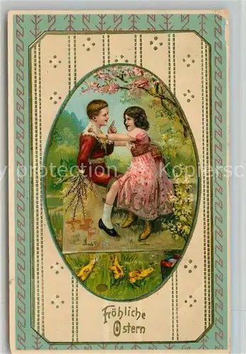 AK / Ansichtskarte Ostern Easter Paques Kinder Kueken Ostereier Litho  Kat. Greetings