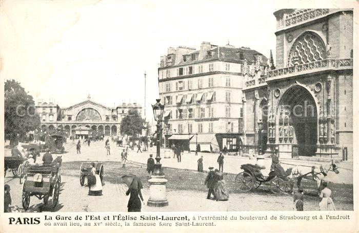 Ak Ansichtskarte Paris La Gare De L Est Et Eglise Saint Laurent Kat Paris Nr Sa68585 Oldthing Ansichtskarten Paris