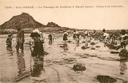 AK / Ansichtskarte Val Andre Le Passage du Verdelet a Maree basse Peche a la Crevette Kat. Pleneuf Val Andre