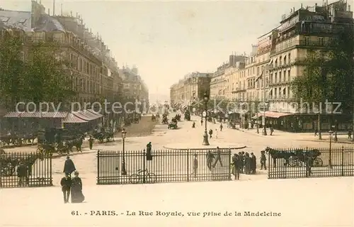 AK / Ansichtskarte Paris La Rue Royale vue prise de la Madeleine Kat. Paris