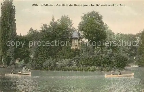 AK / Ansichtskarte Paris Aub Bois de Boulogne Le Belvedere et le Lac Kat. Paris