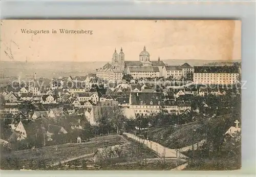 AK / Ansichtskarte Weingarten Wuerttemberg Panorama mit Kloster und Muenster
