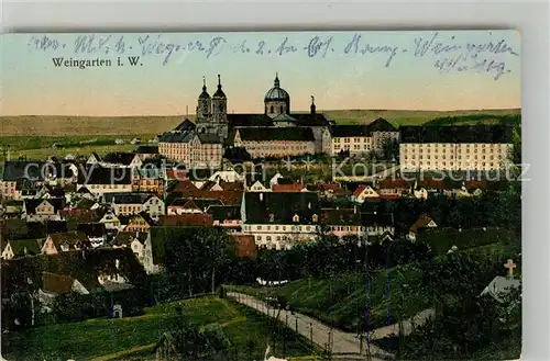 AK / Ansichtskarte Weingarten Wuerttemberg Panorama mit Wallfahrtskirche