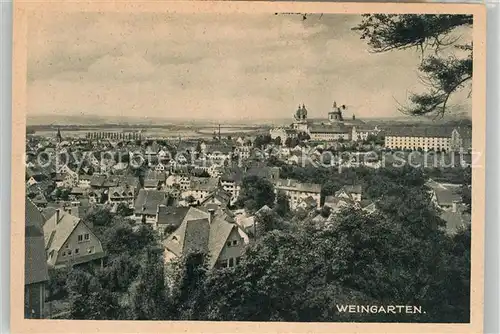 AK / Ansichtskarte Weingarten Wuerttemberg Panorama mit Wallfahrtskirche