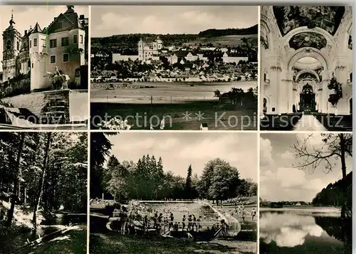 AK / Ansichtskarte Weingarten Wuerttemberg Basilika Schwimmbad Roesslerweiher