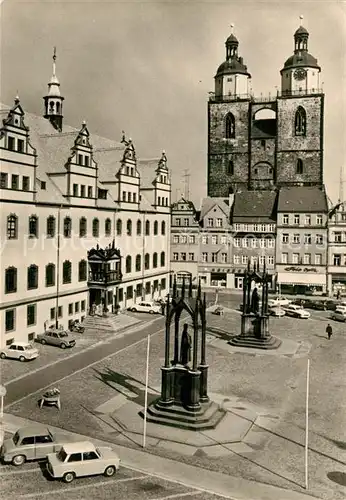 AK / Ansichtskarte Wittenberg Lutherstadt Markt Rathaus Stadtkirche Kat. Wittenberg