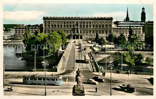 AK / Ansichtskarte Strassenbahn Stockholm Royal Palace North Bridge Kat. Strassenbahn